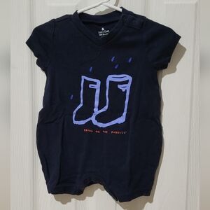BabyGap Navy Blue Romper with Boots Graphic